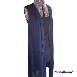B Collection By Bobeau | Navy Blue Sleeveless Vest with Strap Detail | Size S